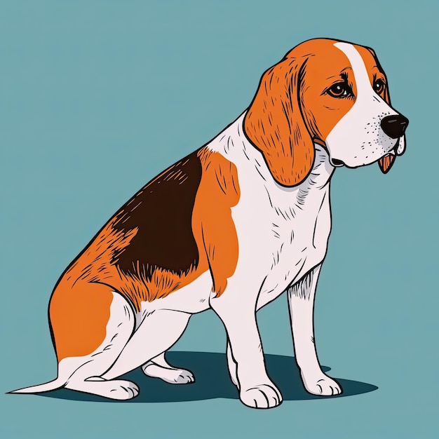 Chien de croquis vectoriel race Beagle sur fond coloré IA générative