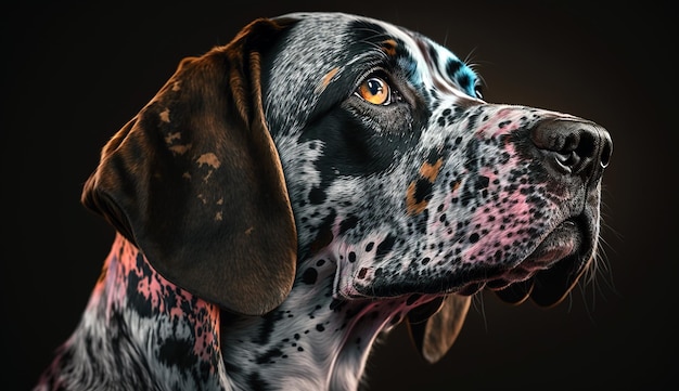 Un chien dalmatien avec un fond marron