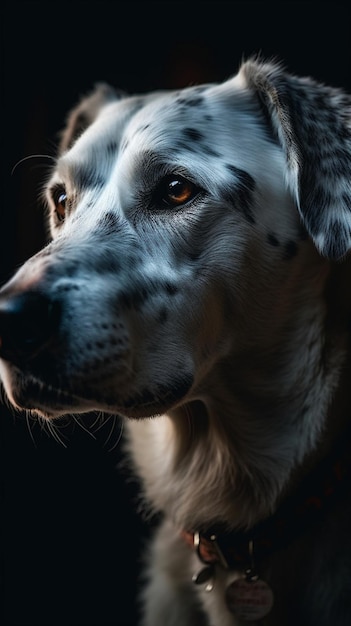 Un chien dalmatien avec un fond noir