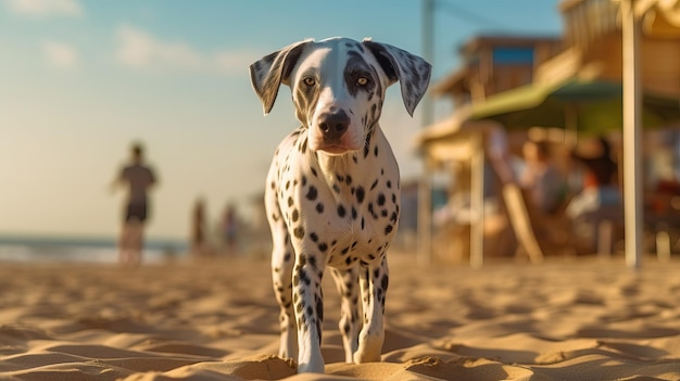 Chien Dalmatien sur la plage Vacances canines ludiques
