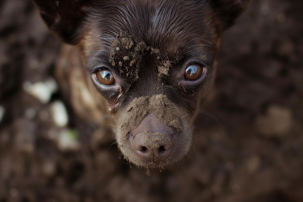 Un chien dans la boue