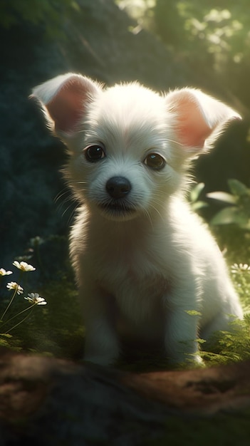 Un chien dans un champ de fleurs