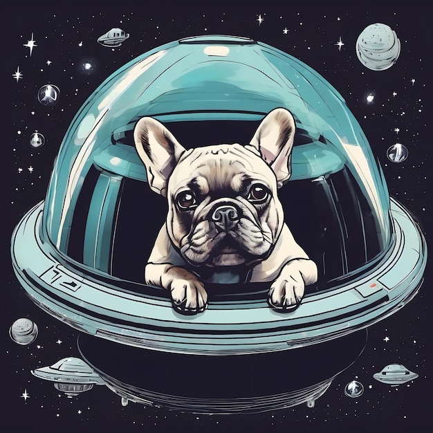 un chien dans une combinaison spatiale avec un vaisseau spatial sur le dos