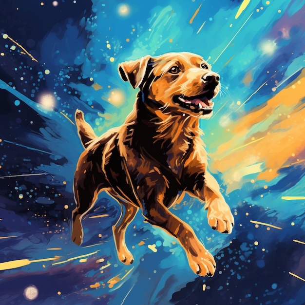 Chien dans l'espace Tableau