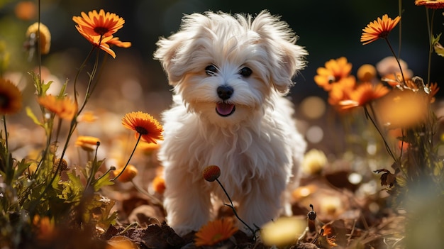 Chien dans le jardin