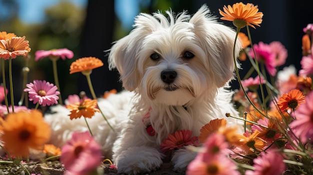 Chien dans le jardin