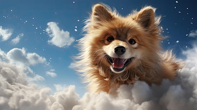 un chien dans les nuages