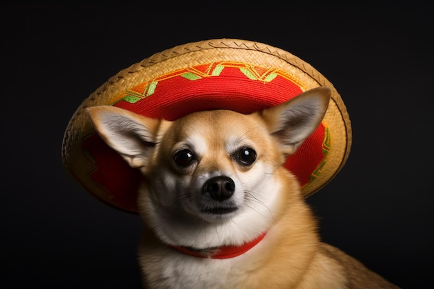 Chien dans le sombrero mexicain Cinco de Mayo vacances AI généré