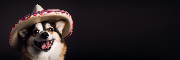 Chien dans le sombrero mexicain Cinco de Mayo vacances AI généré