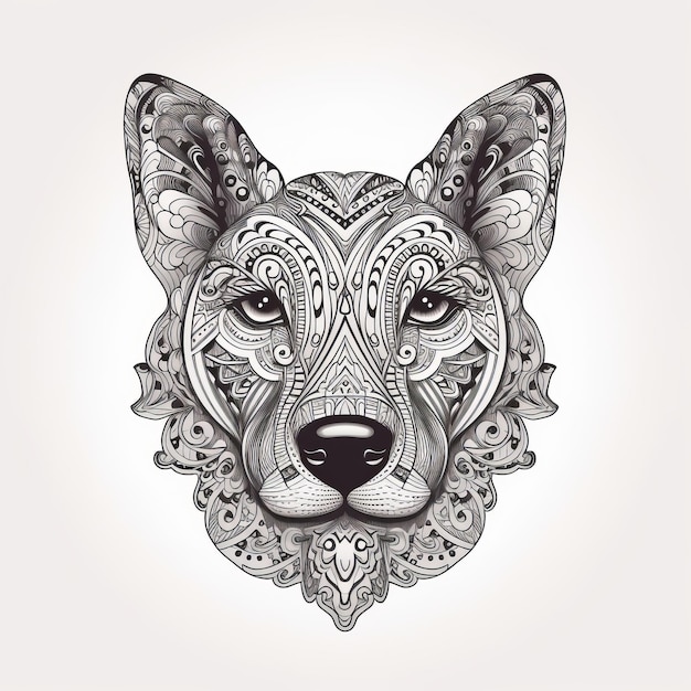 Chien dans le style mandala Illustration AI GenerativexA