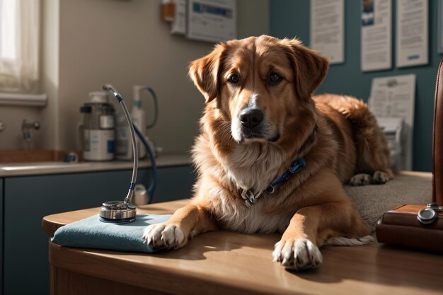 Un chien dans la suite d'un médecin.