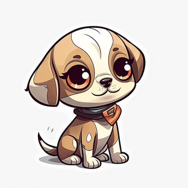 Un chien de dessin animé avec une étiquette qui dit "je suis un chiot"