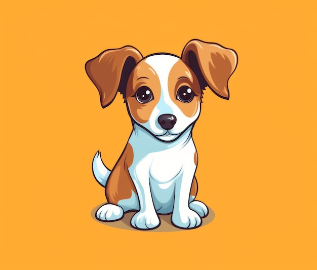 Un chien de dessin animé avec un fond jaune