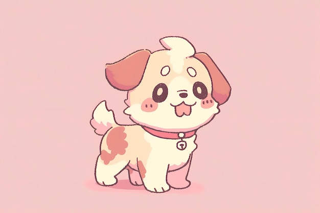 Un chien de dessin animé avec un fond rose qui dit "je suis un chien"