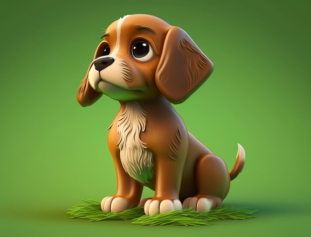 Un chien de dessin animé avec un nez blanc et un nez brun.