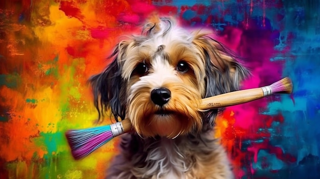 Photo chien dessin hd 8k fond d'écran stock photographic image