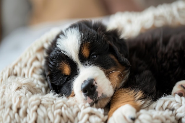 un chien dort sur une couverture moelleuse