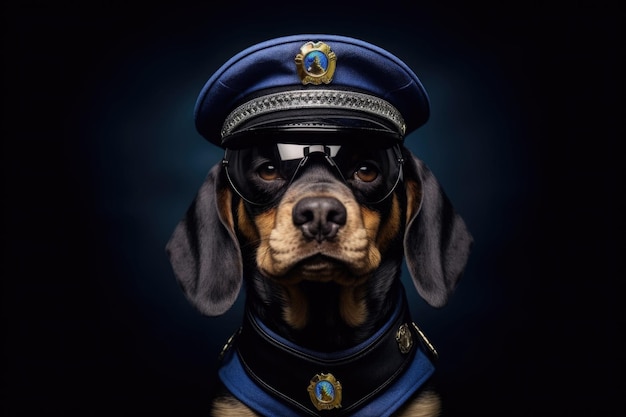 Photo chien drôle comme policier avec des expressions comiques