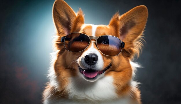 Chien drôle portant des lunettes de soleil Generative Ai