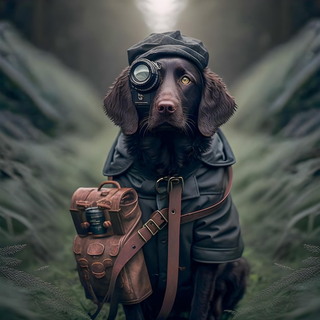 Chien drôle préparé pour l'illustration animale anthropomorphique d'aventure