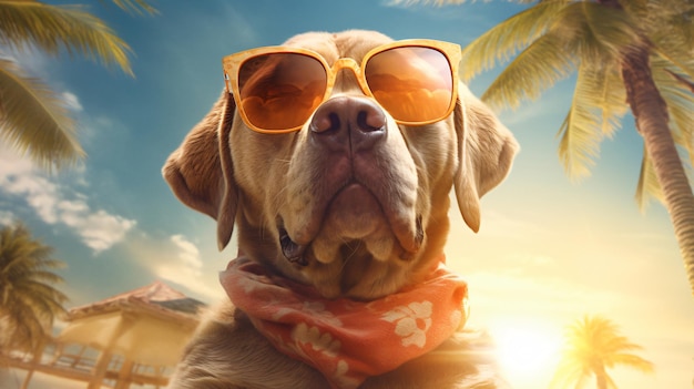 le chien est en vacances d'été