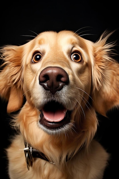 Photo un chien avec une étiquette qui dit que le chien sourit