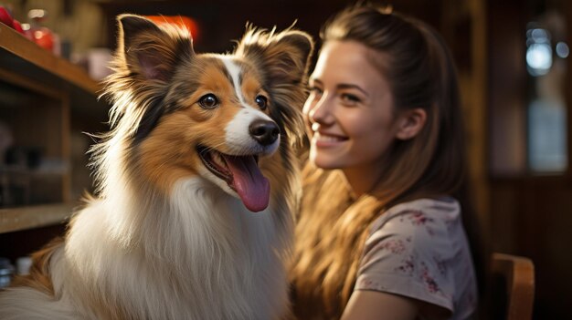 Chien d'examen vétérinaire avec un sourire