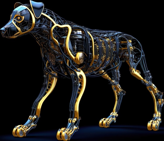 Un chien fait de métal et d'or Image AI générative