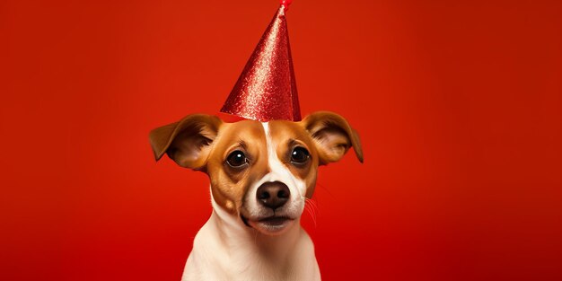 Un chien fête un anniversaire.
