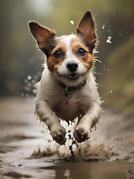 Photo le chien de la flaque