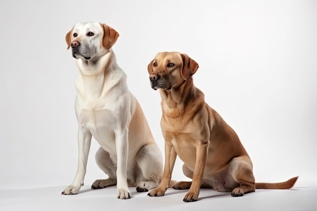 Chien sur fond blanc corps entier avec espace libre