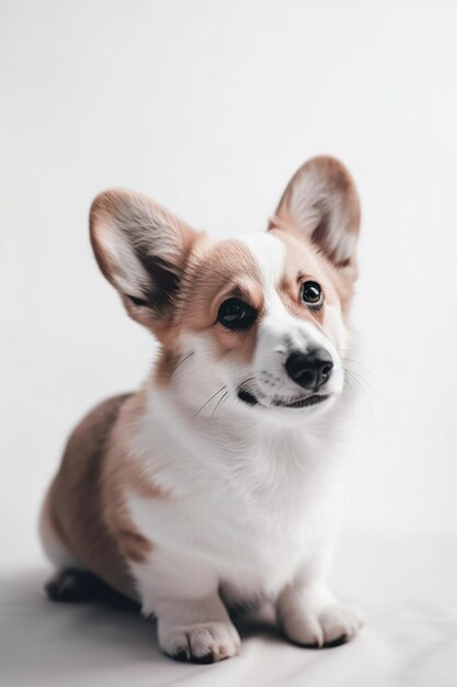 Un chien avec un fond blanc