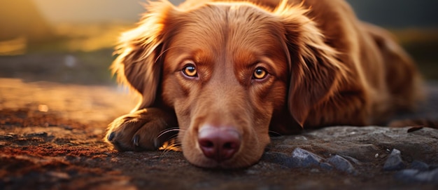 Chien en fond de feuilles d'automne