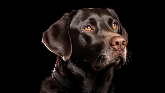 Un chien avec un fond noir et le mot labrador dessus