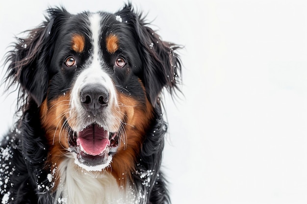 un chien à la fourrure mouillée regarde vers le haut