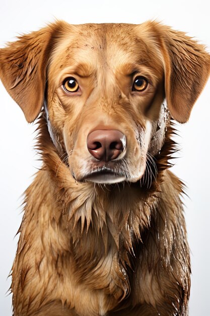 Photo un chien avec une fourrure mouillée sur la tête