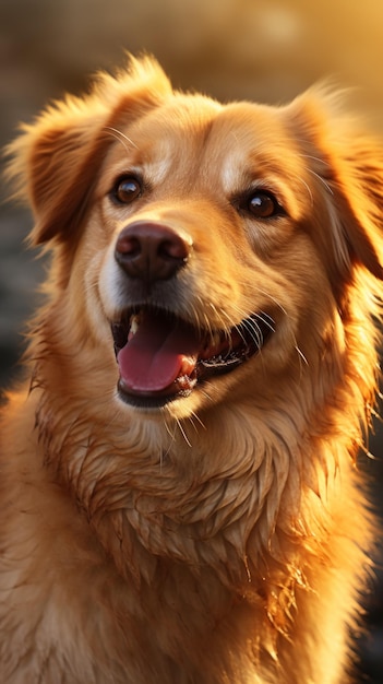 Un chien golden retriever avec une expression heureuse sur son visage