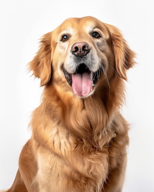 Un chien golden retriever avec un fond blanc