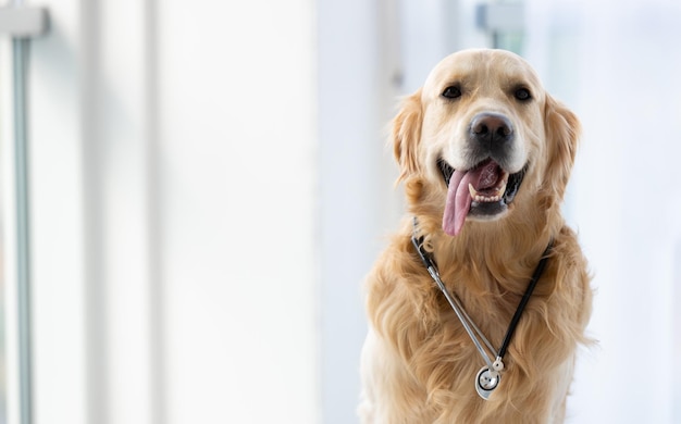 Chien golden retriever à l'intérieur