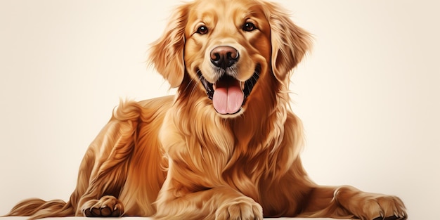 Un chien Golden Retriever joyeux sur un fond transparent