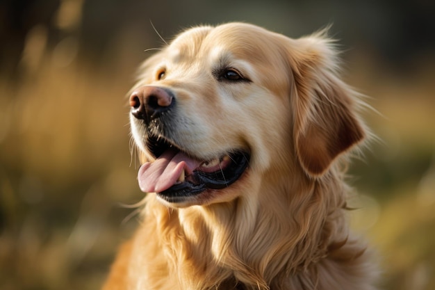 Un chien golden retriever avec une langue rose