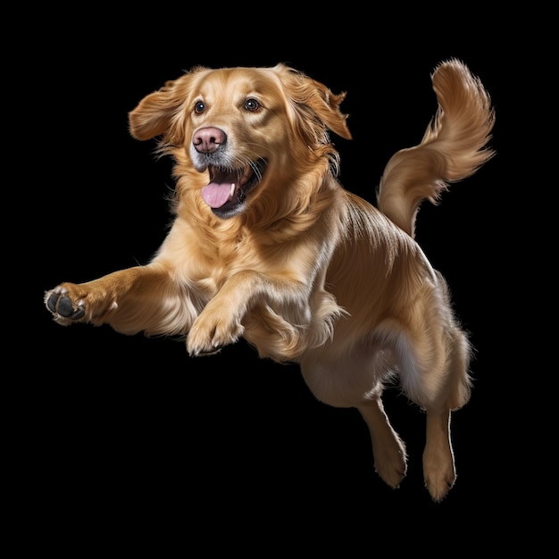 Un chien golden retriever qui saute