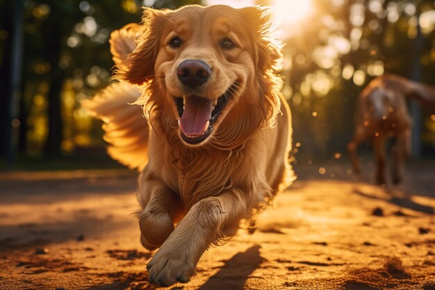 un chien golden retriever une sortie d'été