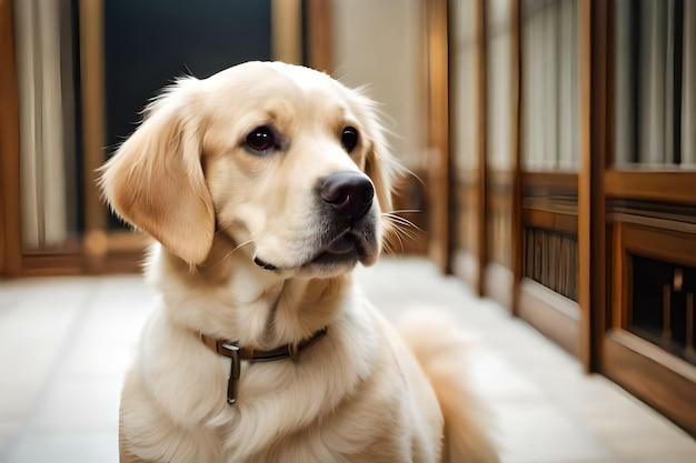 Chien golden retriever avec un visage heureux créé avec la technologie d'IA générative