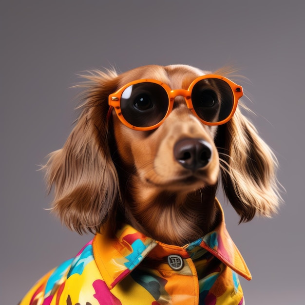 un chien habillé comme un chien avec des lunettes de soleil et un chien en studio