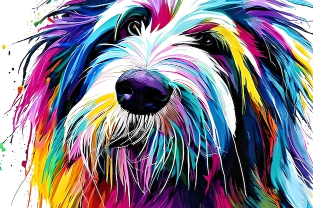Photo chien hirsute multicolore