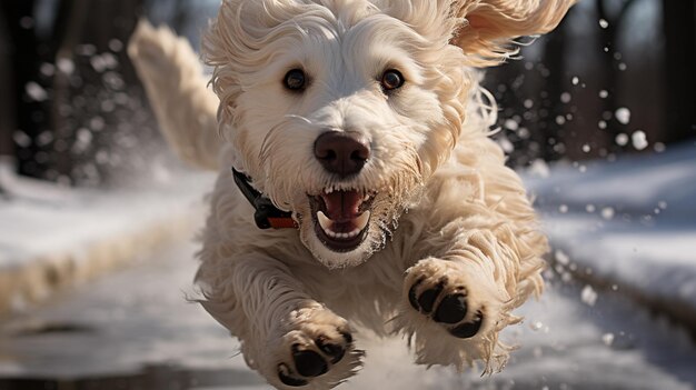 chien en hiver papier peint HD 8K Image photographique en stock