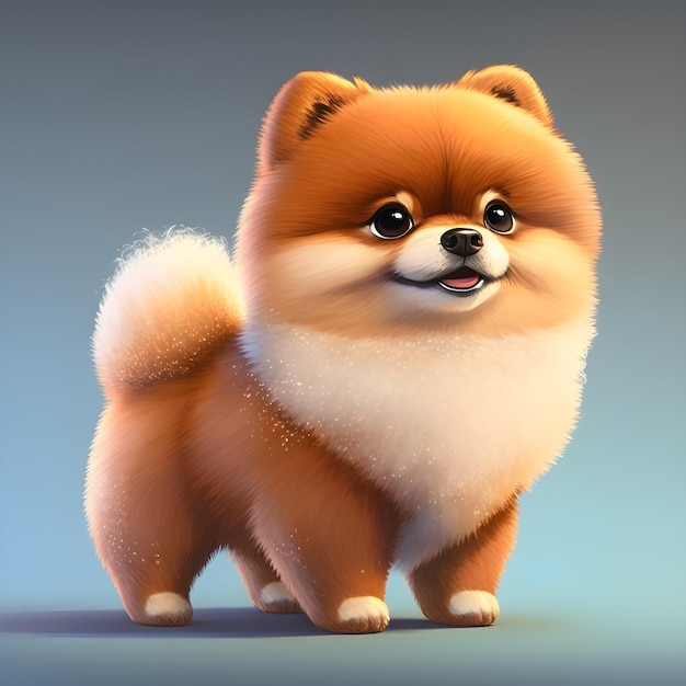 Chien Hokkaido super mignon dans le style de l'ai générative de dessin animé pixar