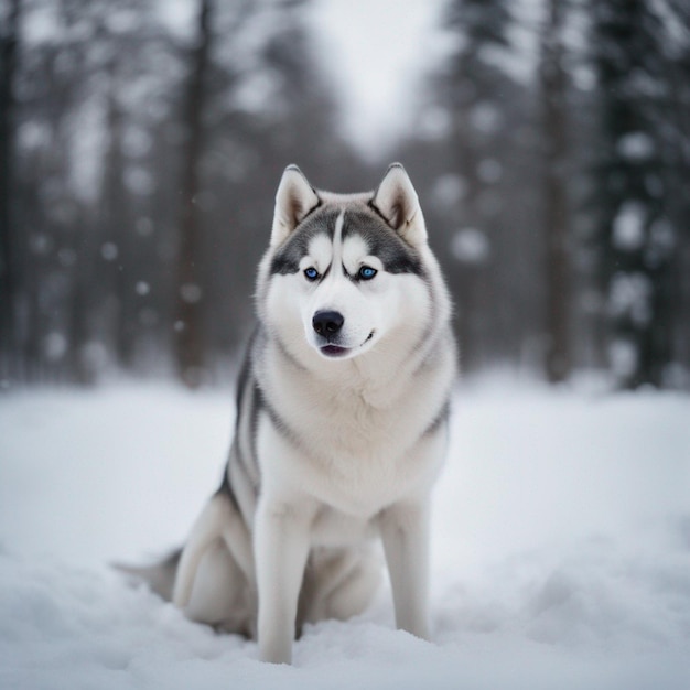 Un chien husky sibérien hyper réaliste au corps entier avec un fond blanc