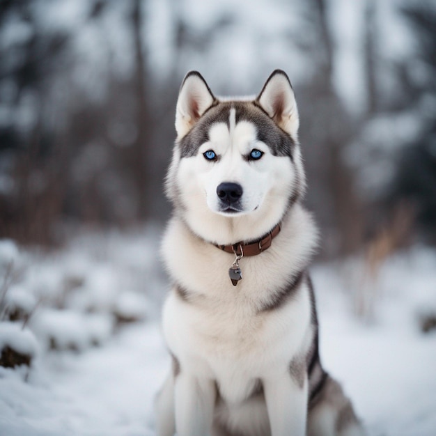 Un chien husky sibérien hyper réaliste au corps entier avec un fond blanc